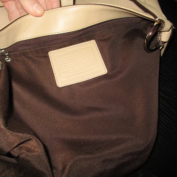 Coach Beige Pebbled Leather Handbag - Picture 6 of 7